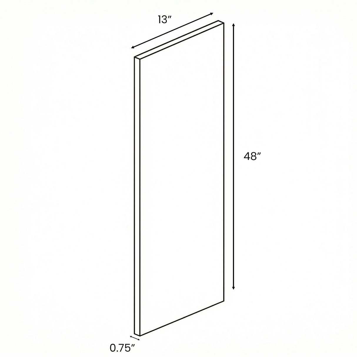 Negro Gloss - Finished End Panel - 48 Inch Height x 13 Inch Width x 0.75 Inch Depth - M10-WDD1348