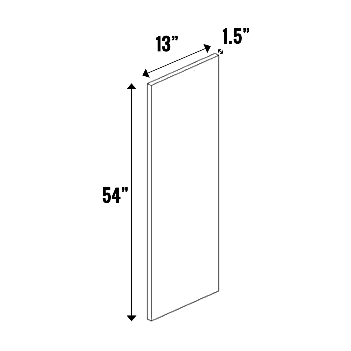 White Frozen Wood Textured - Finished End Panel 1.5” Thick - 54 Inch Height x 13 Inch Width x 1.5 Inch Depth - M04-WDD13541.5