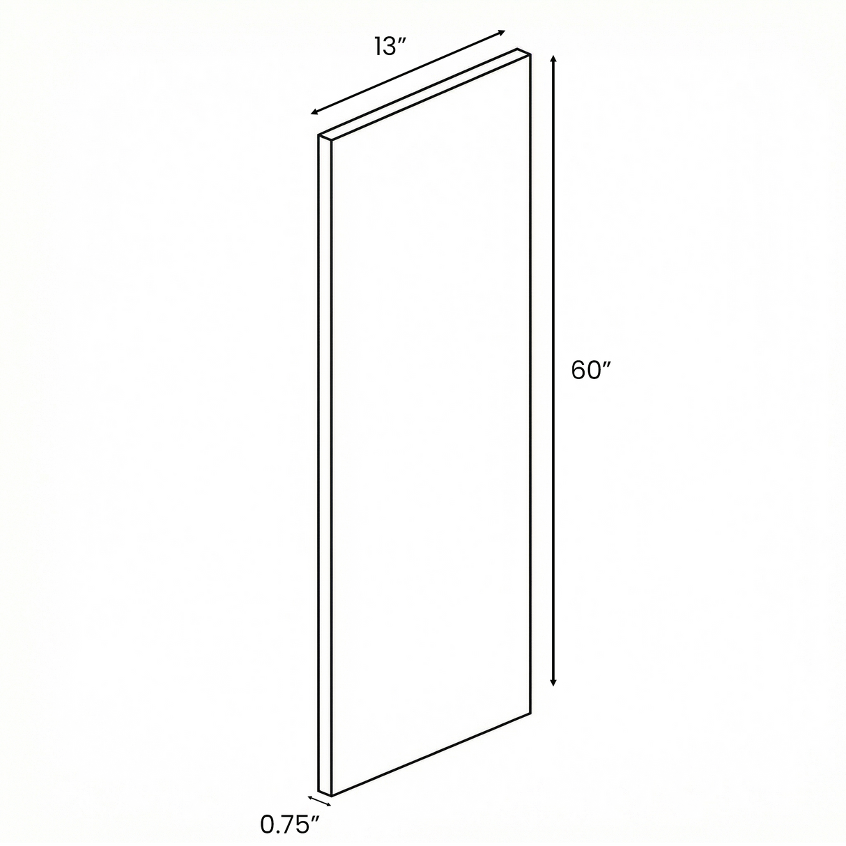 White Frozen Wood Textured - Finished End Panel - 60 Inch Height x 13 Inch Width x 0.75 Inch Depth - M04-WDD1360