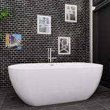 Flora 59 in. Classic Series Acrylic Freestanding Soaking Bathtub in Glossy White with Chrome-Plated Drain Cover & Pop Up-Overflow Hole