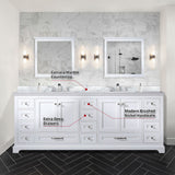 Dukes 84 in. Bathroom Freestanding Bathroom Vanity With Undermount Ceramic Sink with White Carrara Marble Top