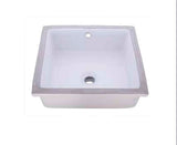 16" Checker Undermount Vanity Sink Square Shaped Bow in White