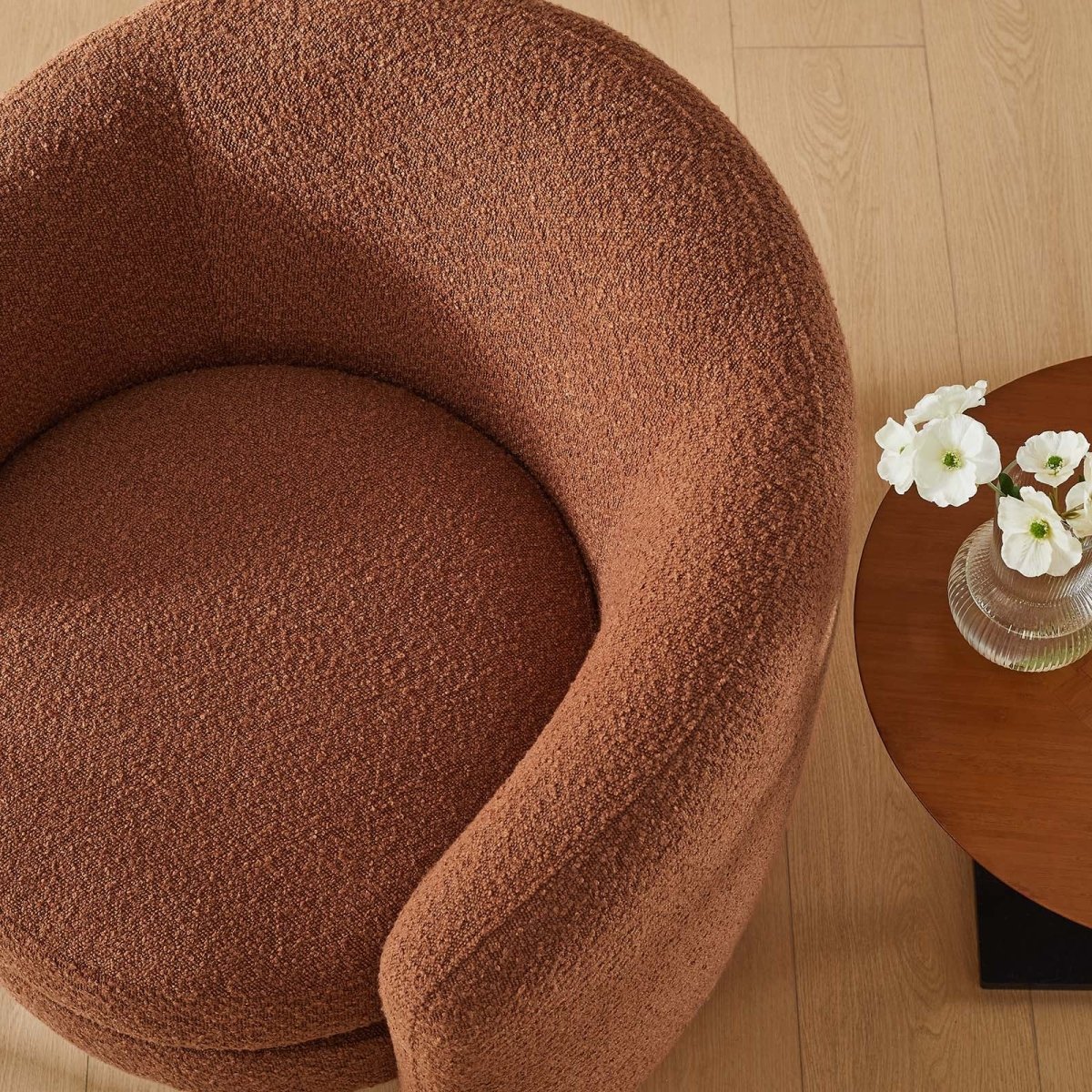 Affinity Upholstered Boucle Fabric Curved Back Armchair - BUILDMYPLACE