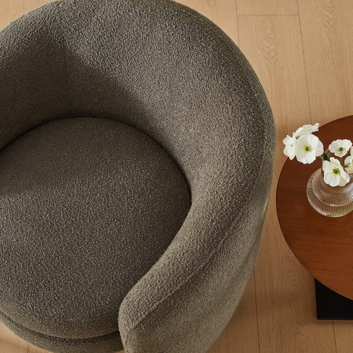 Affinity Upholstered Boucle Fabric Curved Back Armchair - BUILDMYPLACE