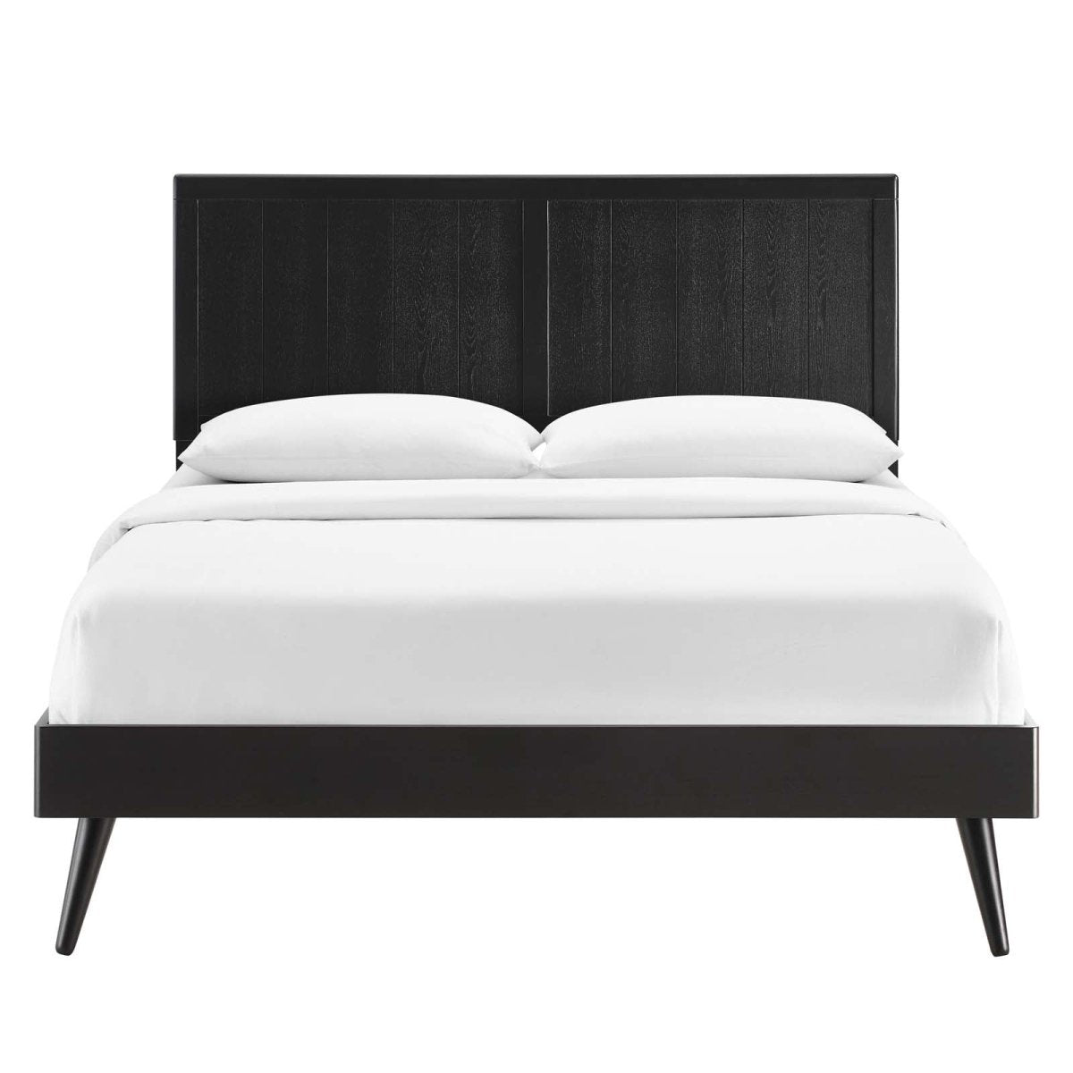 Alana King Wood Platform Bed With Splayed Legs - BUILDMYPLACE