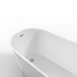 Allure 67 in. Acrylic Freestanding Soaking Bathtub in Glossy White with Chrome - Plated Drain Cover & Pop Up - Overflow Hole - BUILDMYPLACE