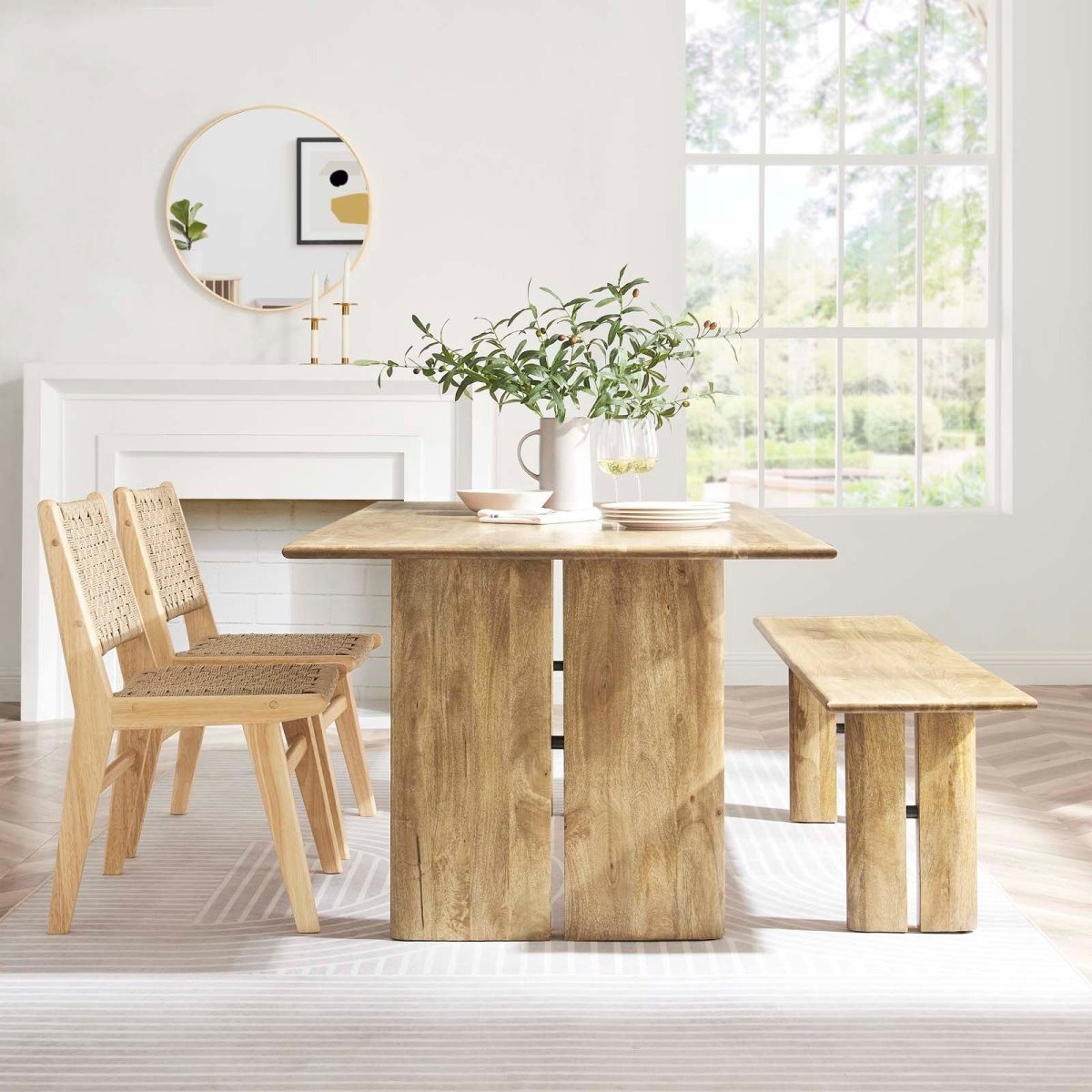 Amistad 72" Wood Dining Table and Bench Set - BUILDMYPLACE