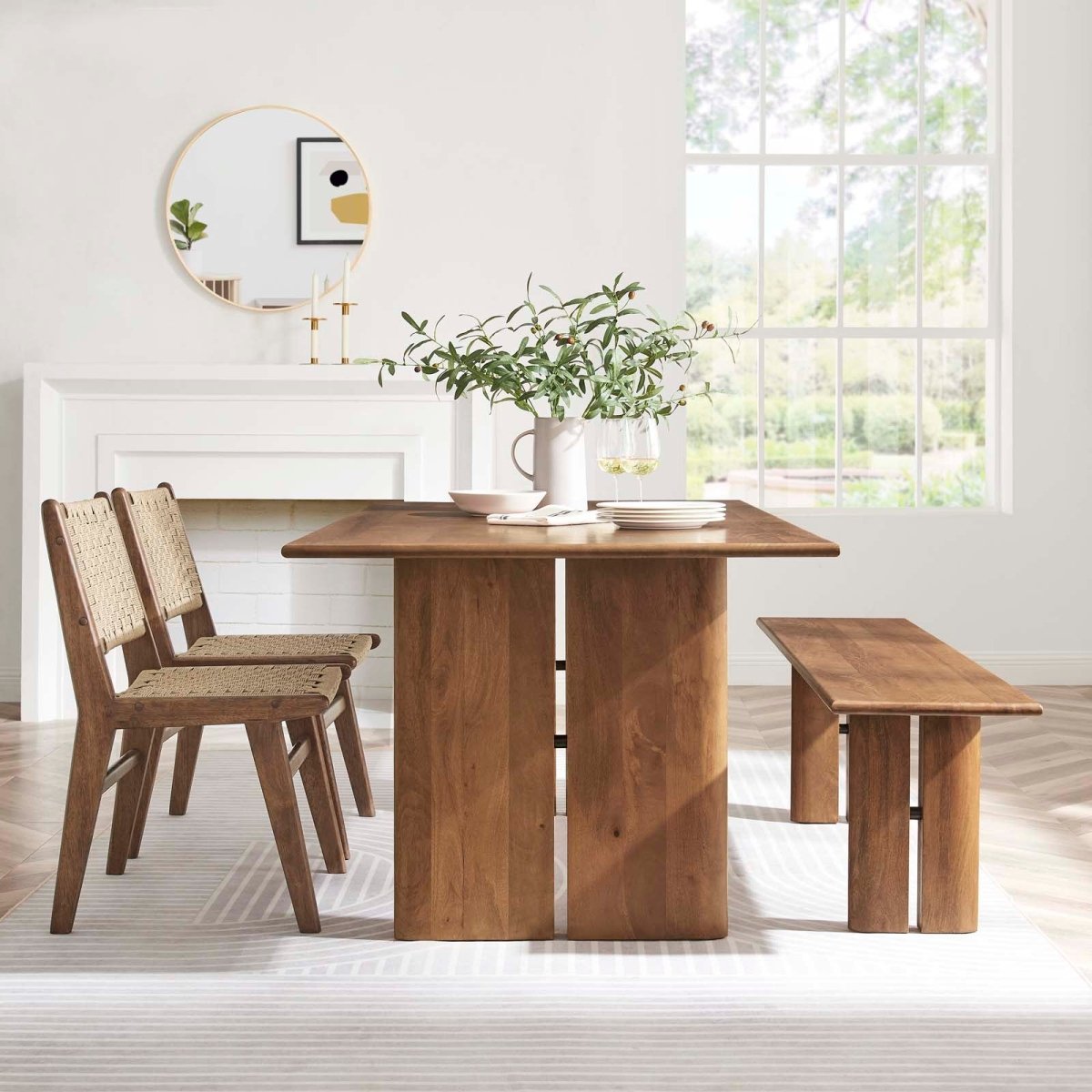 Amistad 72" Wood Dining Table and Bench Set - BUILDMYPLACE