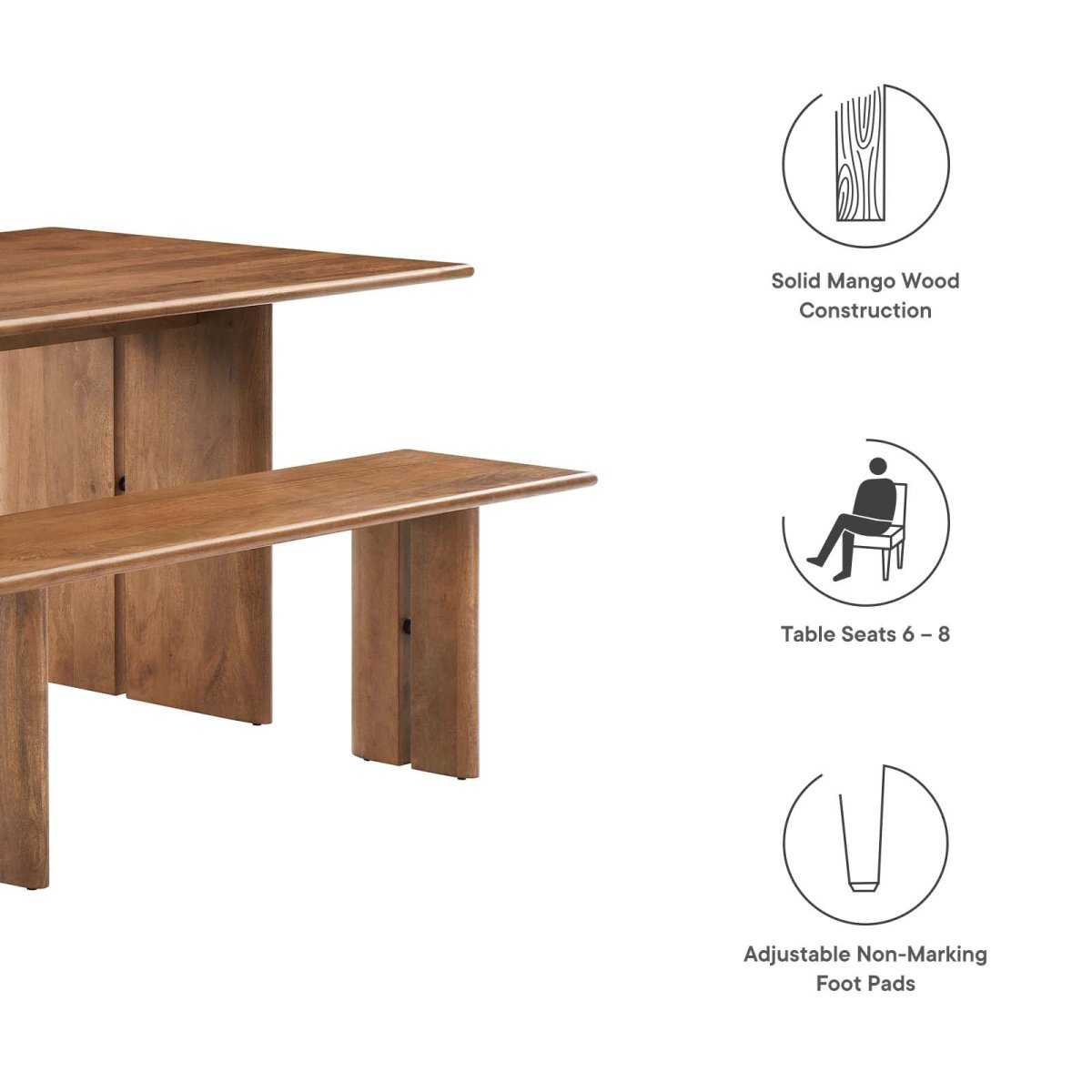 Amistad 72" Wood Dining Table and Bench Set - BUILDMYPLACE