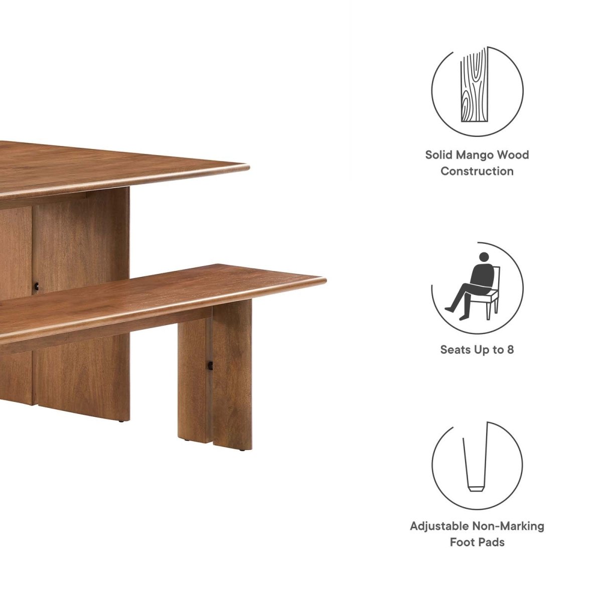 Amistad 86" Wood Dining Table and Bench Set - BUILDMYPLACE