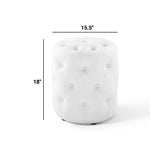 Anthem Tufted Button Round Faux Leather Ottoman, White - BUILDMYPLACE