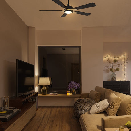 APPLETON 52 inch 5 - Blade Smart Ceiling Fan with LED Light Kit & Remote - LEDMyPlace