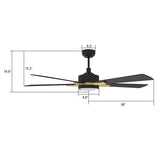 APPLETON 52 inch 5 - Blade Smart Ceiling Fan with LED Light Kit & Remote - LEDMyPlace