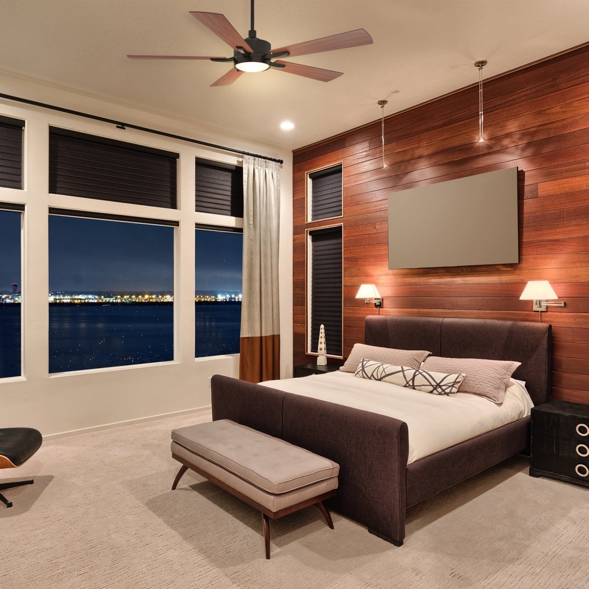APPLETON 56 inch 5 - Blade Smart Ceiling Fan with Remote & LED Light - LEDMyPlace