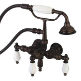 Aqua Vintage 3.4" Wall Mount Tub Faucet With Hand Shower - BUILDMYPLACE