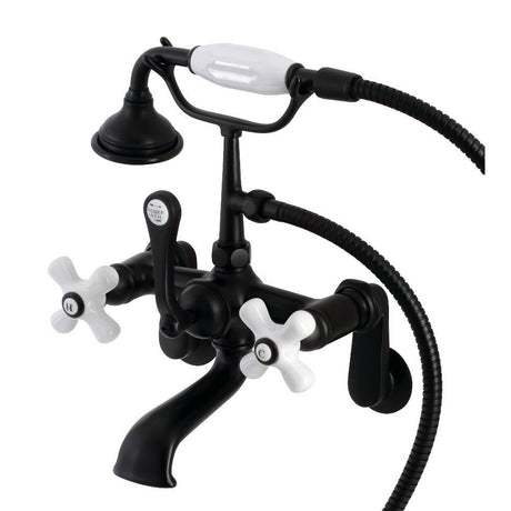 Aqua Vintage 7" Tub Faucet & 2 Hole Installation With Hand Shower - BUILDMYPLACE