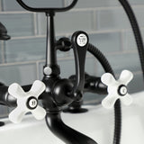 Aqua Vintage 7" Tub Faucet & 2 Hole Installation With Hand Shower - BUILDMYPLACE