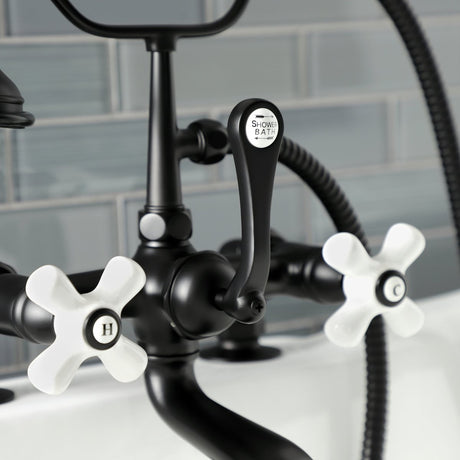 Aqua Vintage 7" Tub Faucet & 2 Hole Installation With Hand Shower - BUILDMYPLACE