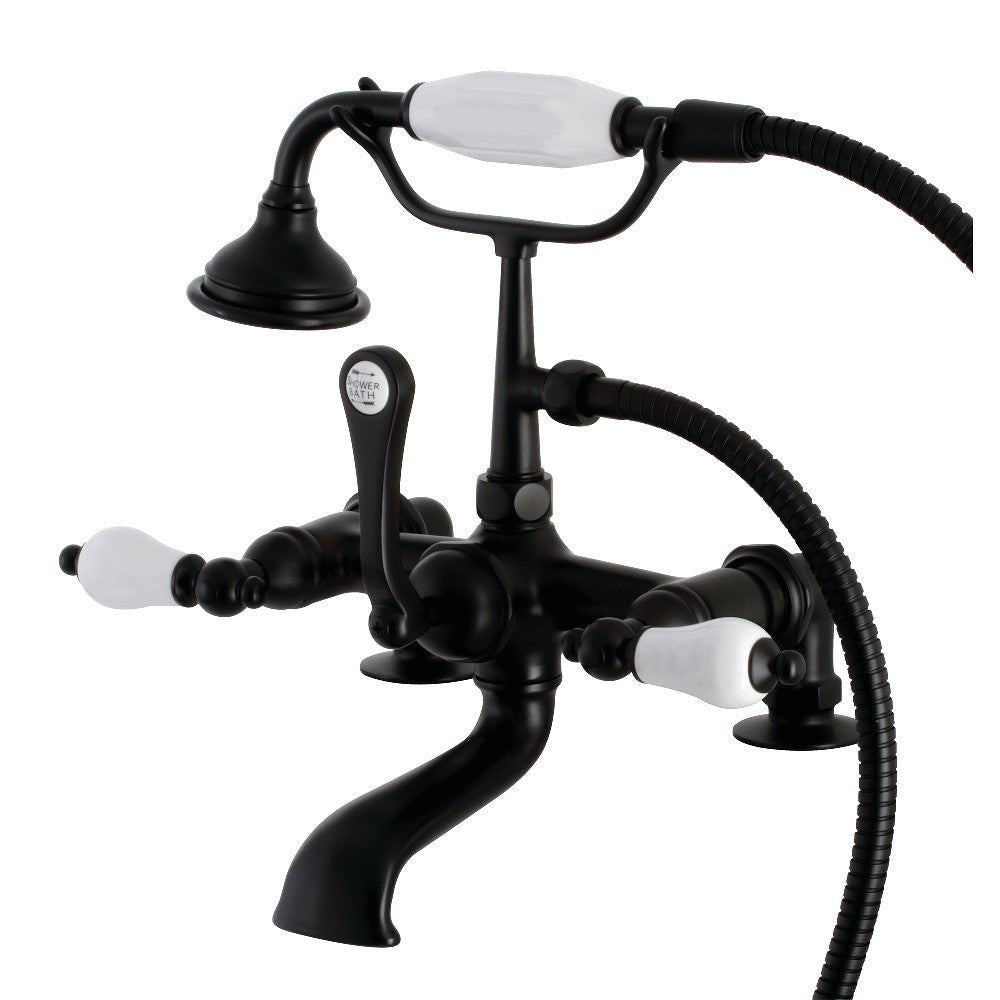 Aqua Vintage Wall Mount Tub Faucet with Hand Shower, 7" Centers Two hole Installation - BUILDMYPLACE