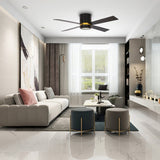 Arlington 52 Inch 4 - Blade Flush Mount Best Smart Ceiling Fan With Led Light Kit & Wall Switch - Gold/Black - LEDMyPlace