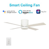 Arlo 52'' Best Smart Ceiling Fan with wall control, Light Kit Included, Works with Google Assistant and Amazon Alexa,Siri Shortcut - LEDMyPlace