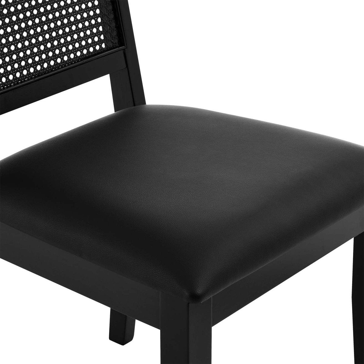Arlo Vegan Leather Upholstered Faux Rattan and Wood Dining Side Chairs - Set of 2 - BUILDMYPLACE