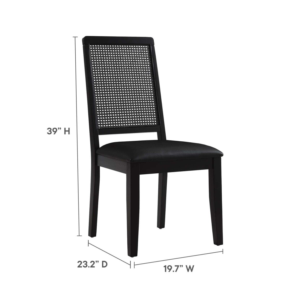 Arlo Vegan Leather Upholstered Faux Rattan and Wood Dining Side Chairs - Set of 2 - BUILDMYPLACE