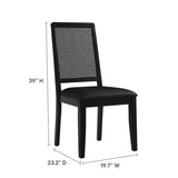 Arlo Vegan Leather Upholstered Faux Rattan and Wood Dining Side Chairs - Set of 2 - BUILDMYPLACE