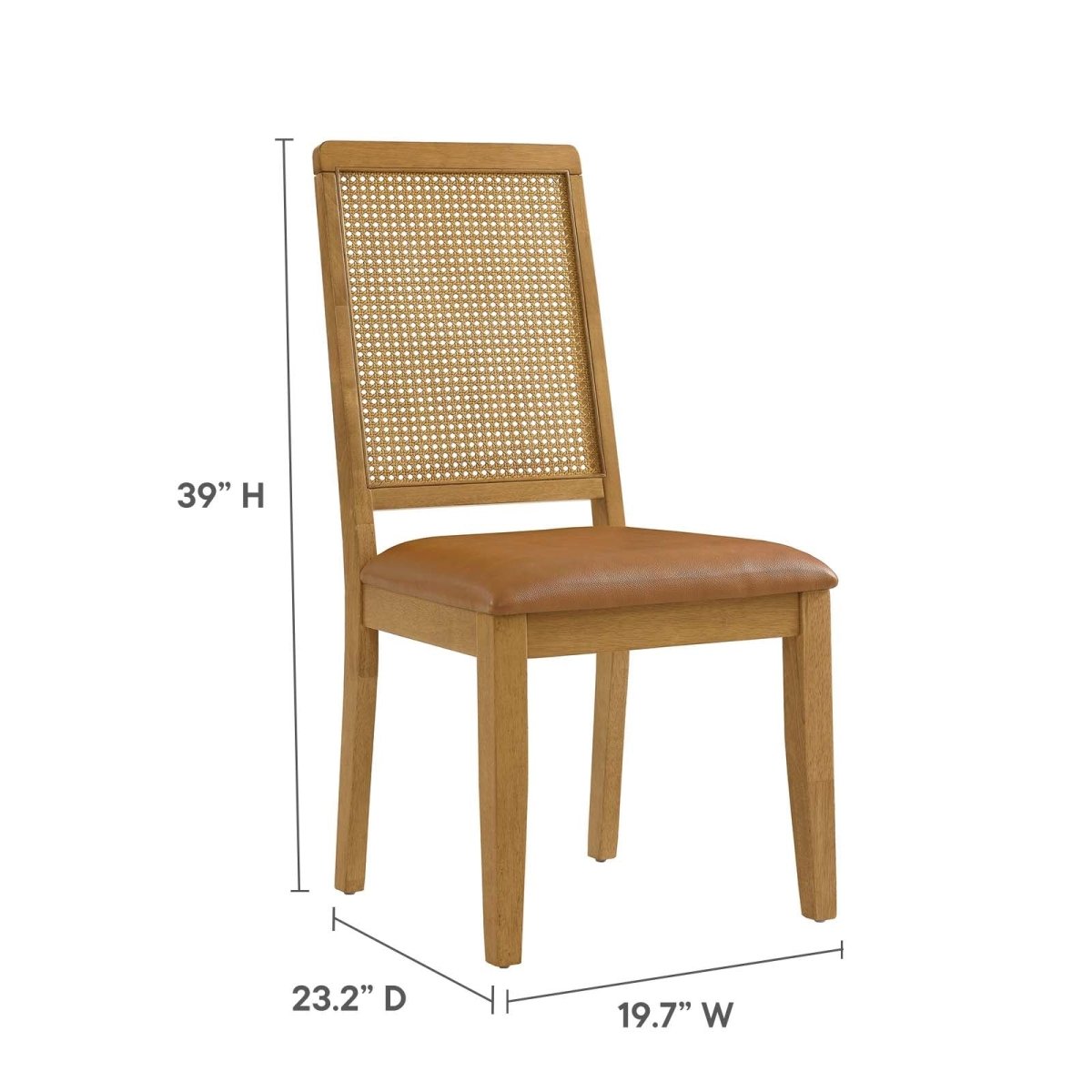Arlo Vegan Leather Upholstered Faux Rattan and Wood Dining Side Chairs - Set of 2 - BUILDMYPLACE