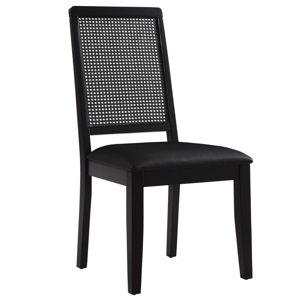 Arlo Vegan Leather Upholstered Faux Rattan and Wood Dining Side Chairs - Set of 2 - BUILDMYPLACE