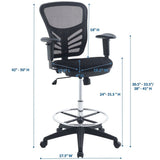 Articulate Drafting Chair With Lumbar Support and PU Wheels - Swivel Computer Drafting Table Chair - BUILDMYPLACE