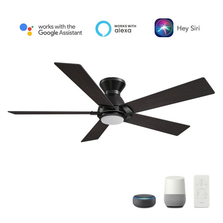 ASCENDER 48 inch 5 - Blade Flush Mount Smart Ceiling Fan with LED Light & Remote - LEDMyPlace