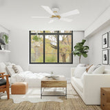 ASCENDER 52 inch 5 - Blade Flush Mount Smart Ceiling Fan with Remote & LED Light - LEDMyPlace