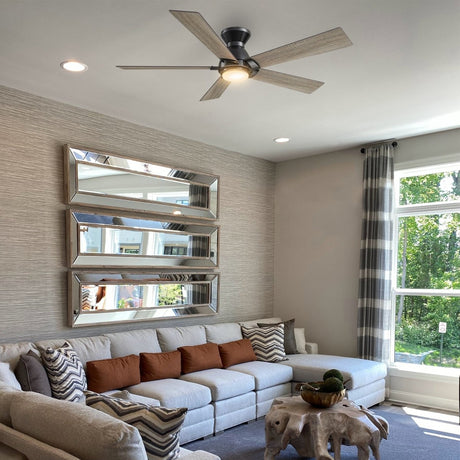 ASCENDER 52 inch 5 - Blade Flush Mount Smart Ceiling Fan with Remote & LED Light - LEDMyPlace