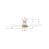 ASCENDER 52 inch 5 - Blade Flush Mount Smart Ceiling Fan with Remote & LED Light - LEDMyPlace