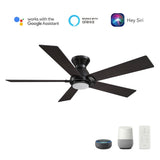 ASCENDER 52 inch 5 - Blade Flush Mount Smart Ceiling Fan with Remote & LED Light - LEDMyPlace