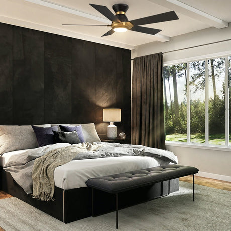ASCENDER 52 inch 5 - Blade Flush Mount Smart Ceiling Fan with Remote & LED Light - LEDMyPlace