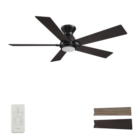 ASCENDER 52 inch 5 - Blade Flush Mount Smart Ceiling Fan with Remote & LED Light - LEDMyPlace