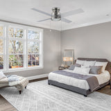 ASCOTT 52 inch 4 - Blade Flush Mount Ceiling Fan with LED Light & Pull Chain - LEDMyPlace