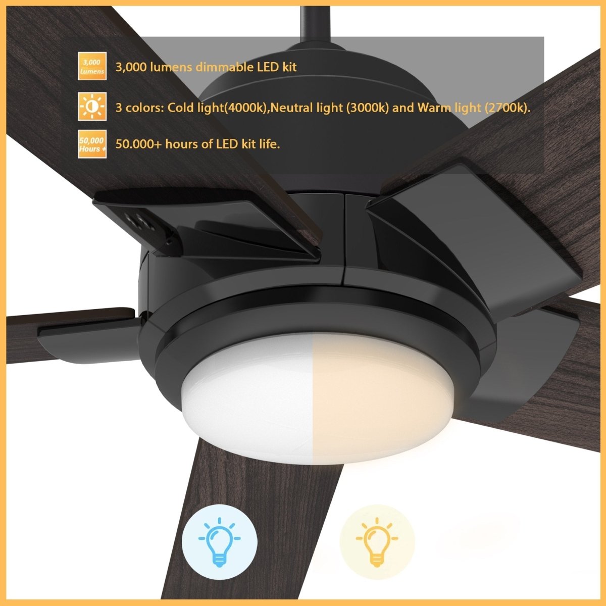 Aspen 52'' Best Smart Ceiling Fan with Remote, Light Kit Included, Works with Google Assistant and Amazon Alexa,Siri Shortcut - LEDMyPlace