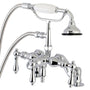 Auqa Vintage 3.4" Adjustable Deck Mount Tub Faucet With Hand Shower, Polished Chrome - BUILDMYPLACE