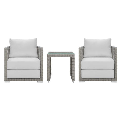 Aura 3 Piece Two Armchair Outdoor Patio Wicker Rattan Set - BUILDMYPLACE