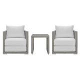 Aura 3 Piece Two Armchair Outdoor Patio Wicker Rattan Set - BUILDMYPLACE