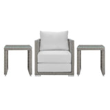Aura 3 Piece Two Table Outdoor Patio Wicker Rattan Set - BUILDMYPLACE