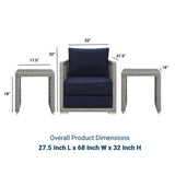 Aura 3 Piece Two Table Outdoor Patio Wicker Rattan Set - BUILDMYPLACE