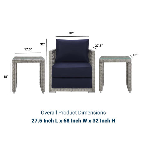 Aura 3 Piece Two Table Outdoor Patio Wicker Rattan Set - BUILDMYPLACE