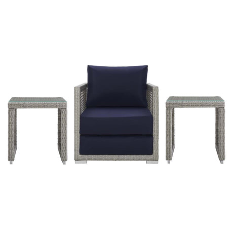 Aura 3 Piece Two Table Outdoor Patio Wicker Rattan Set - BUILDMYPLACE