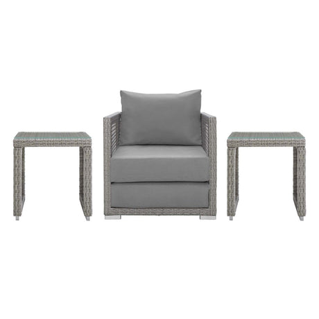 Aura 3 Piece Two Table Outdoor Patio Wicker Rattan Set - BUILDMYPLACE