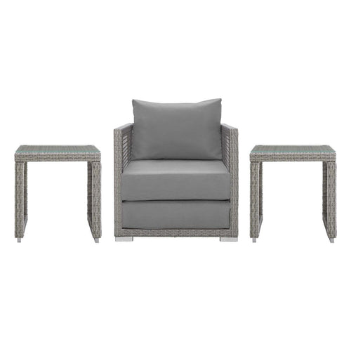 Aura 3 Piece Two Table Outdoor Patio Wicker Rattan Set