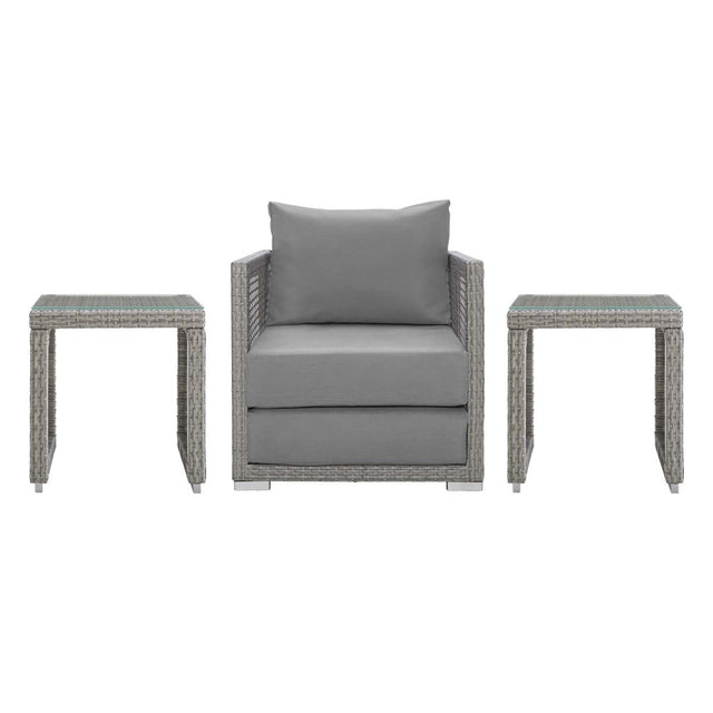Aura 3 Piece Two Table Outdoor Patio Wicker Rattan Set - BUILDMYPLACE